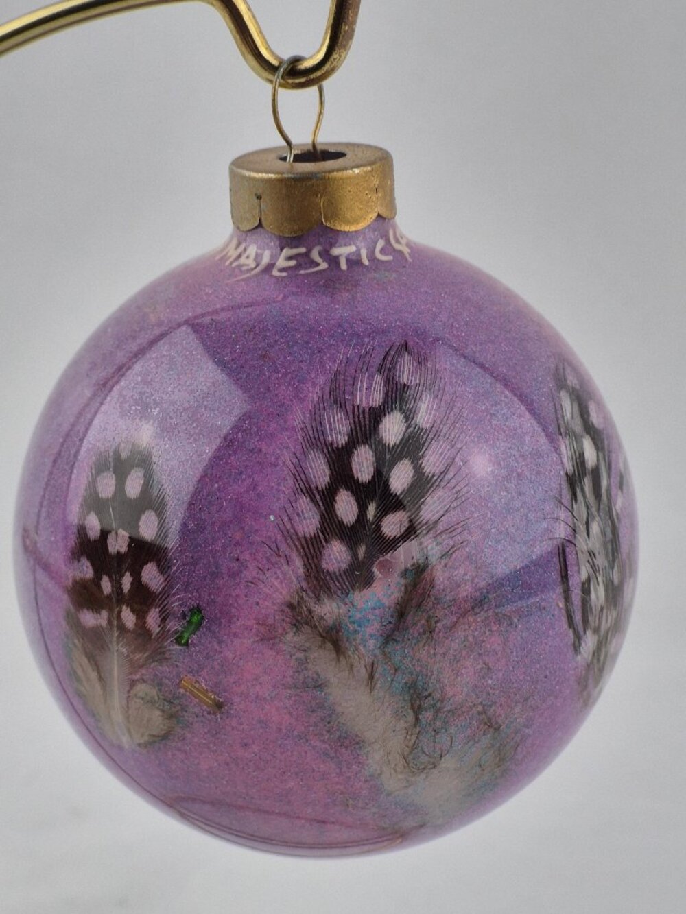 1994 Vintage Majestic Sands Hand Decorated Interior of Glass Bulb Ornament 4"